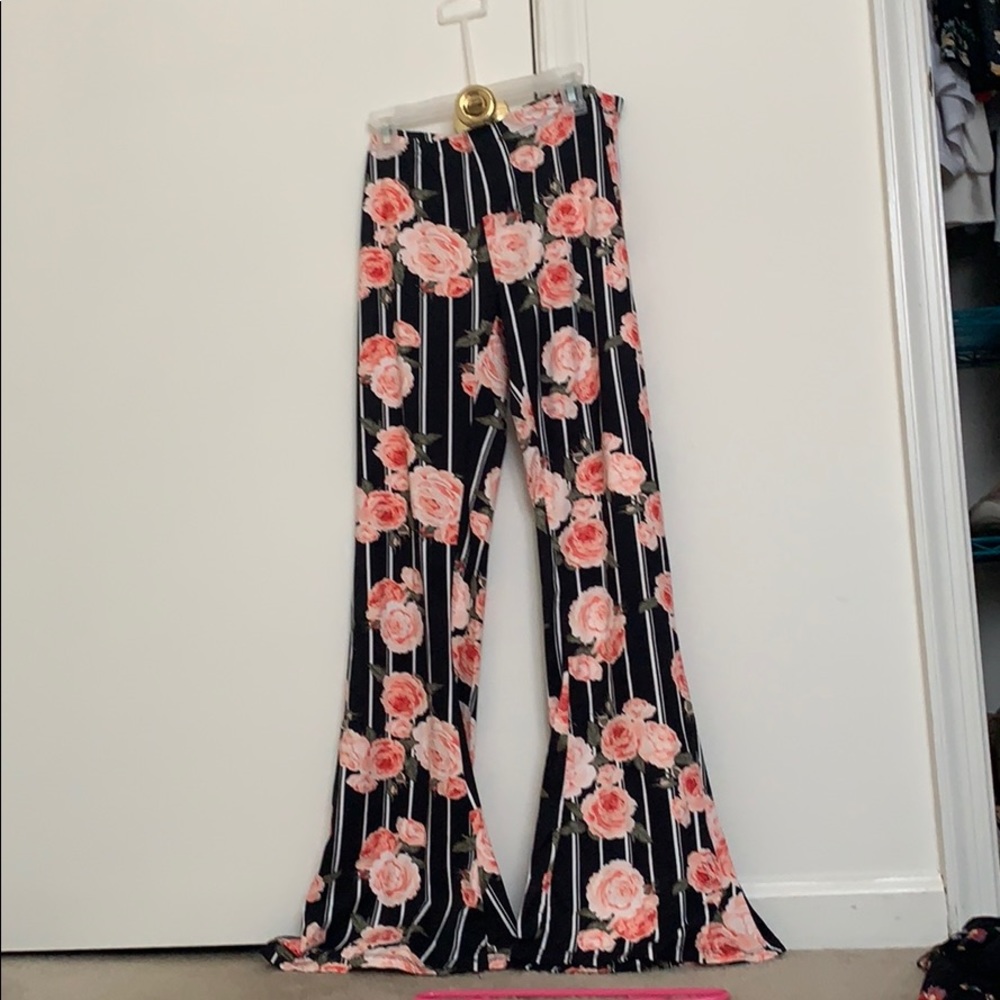 flowered and striped pants